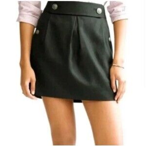 Banana Republic Mini Skirt Womens Size 6 Black Wool Buttons Lined Casual Box C
